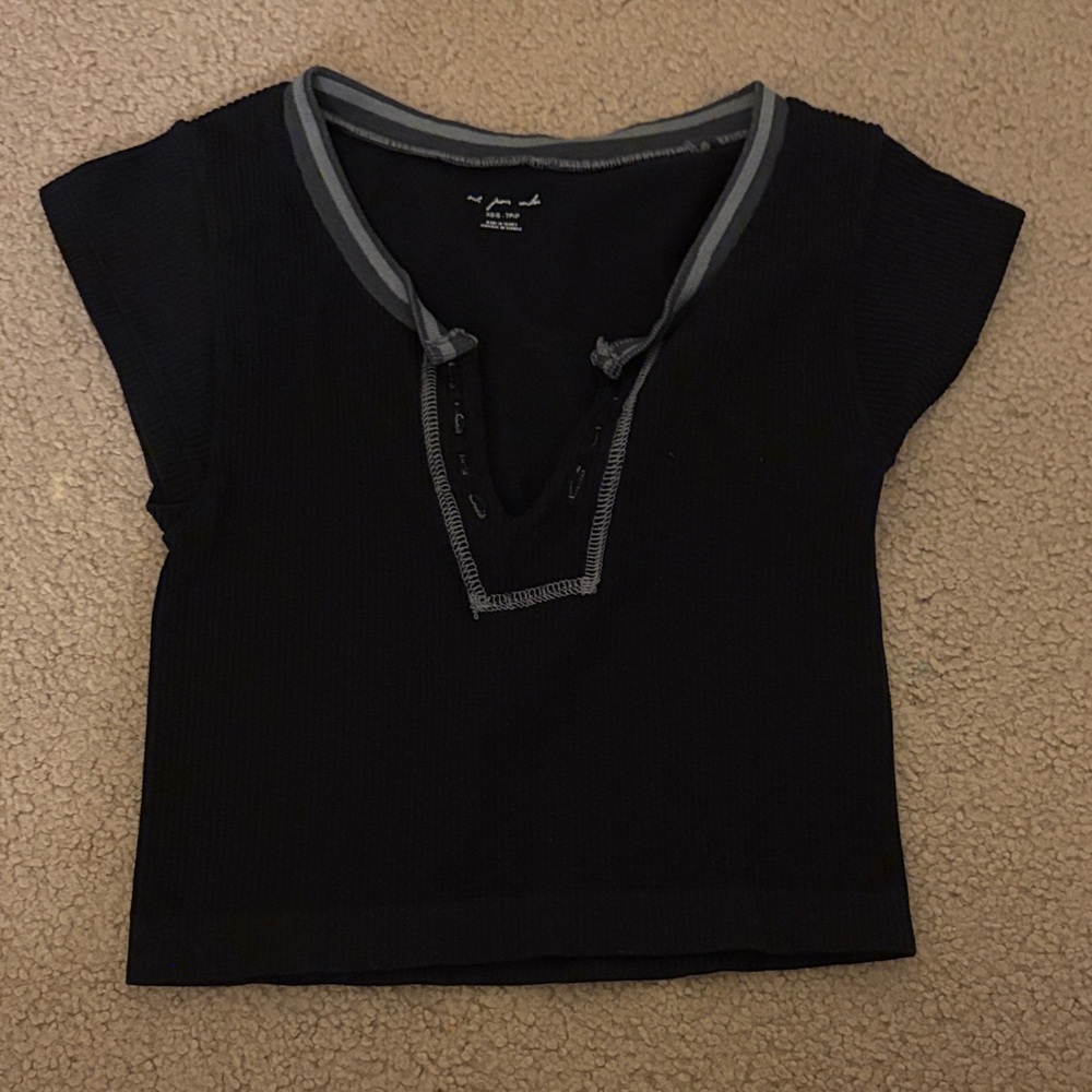 Black V-Neck Women's Top